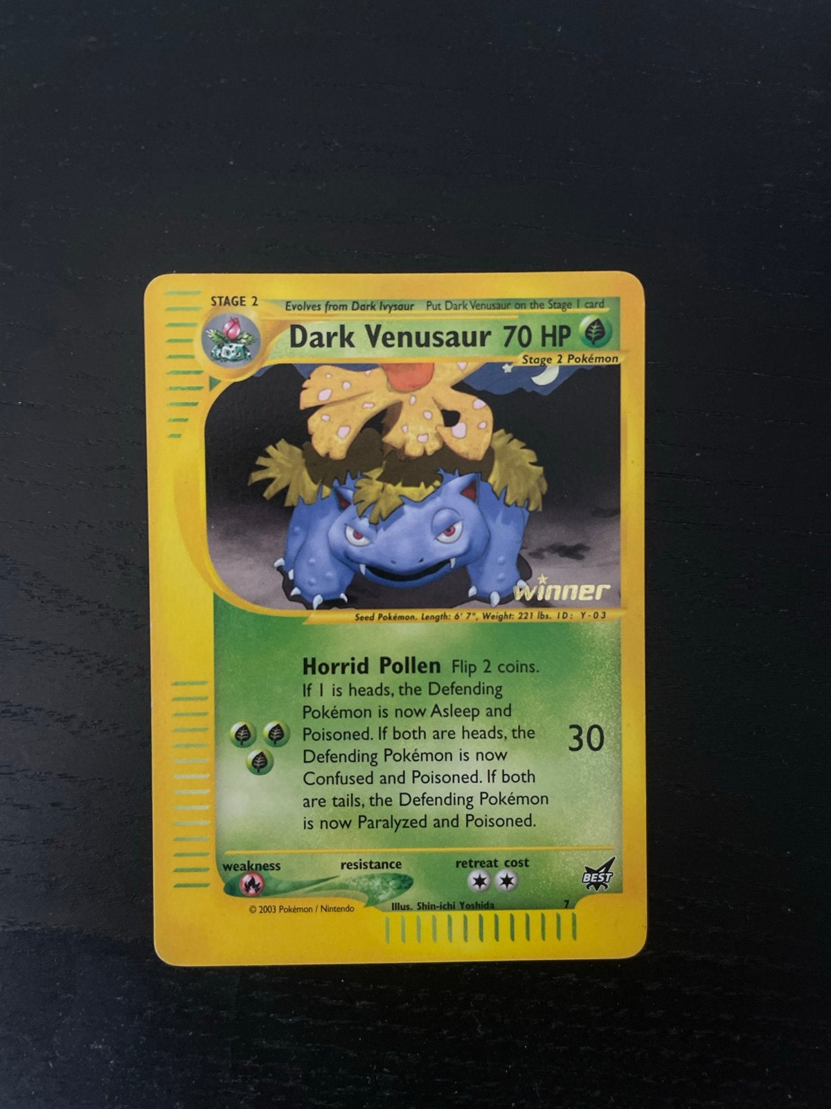 Dark Venusaur Winner Pokémon kaart (2003), Ophalen of Verzenden, Gebruikt, Losse kaart