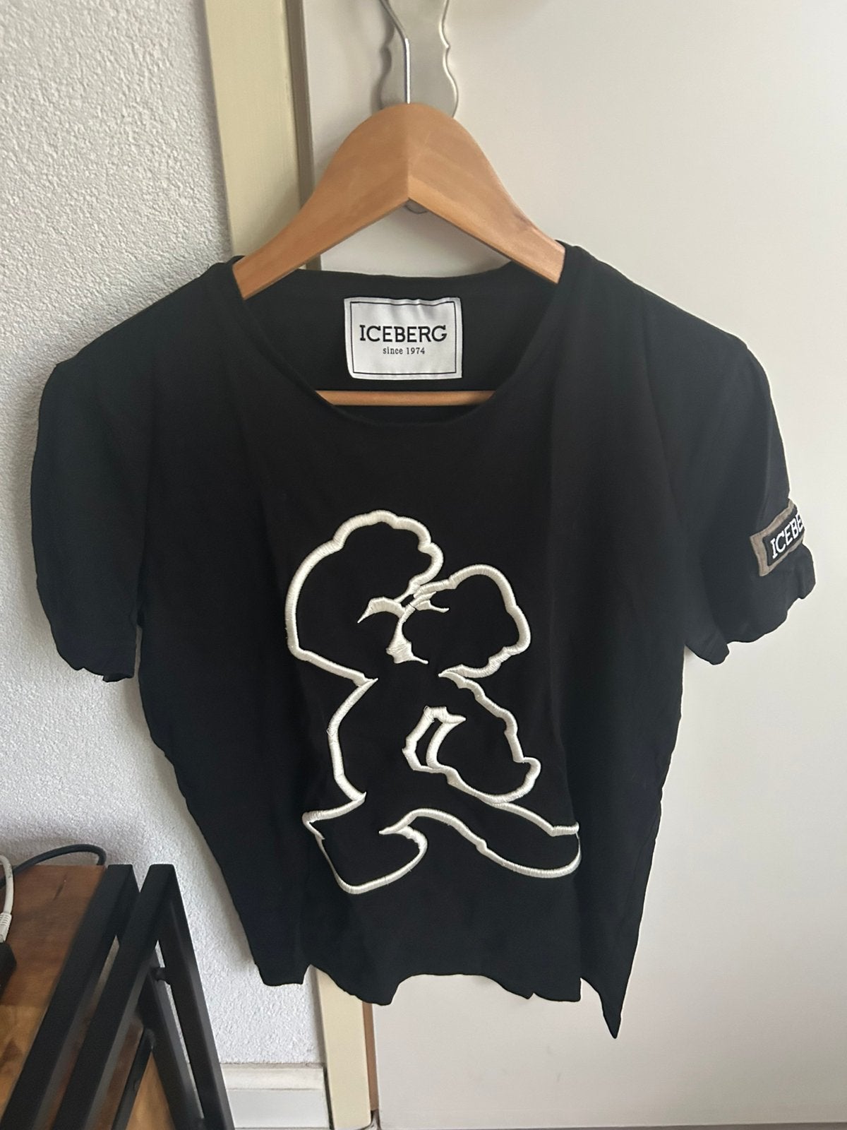 Iceberg T-shirt maat M, Verzenden, Maat 38/40 (M), Zwart, Korte mouw