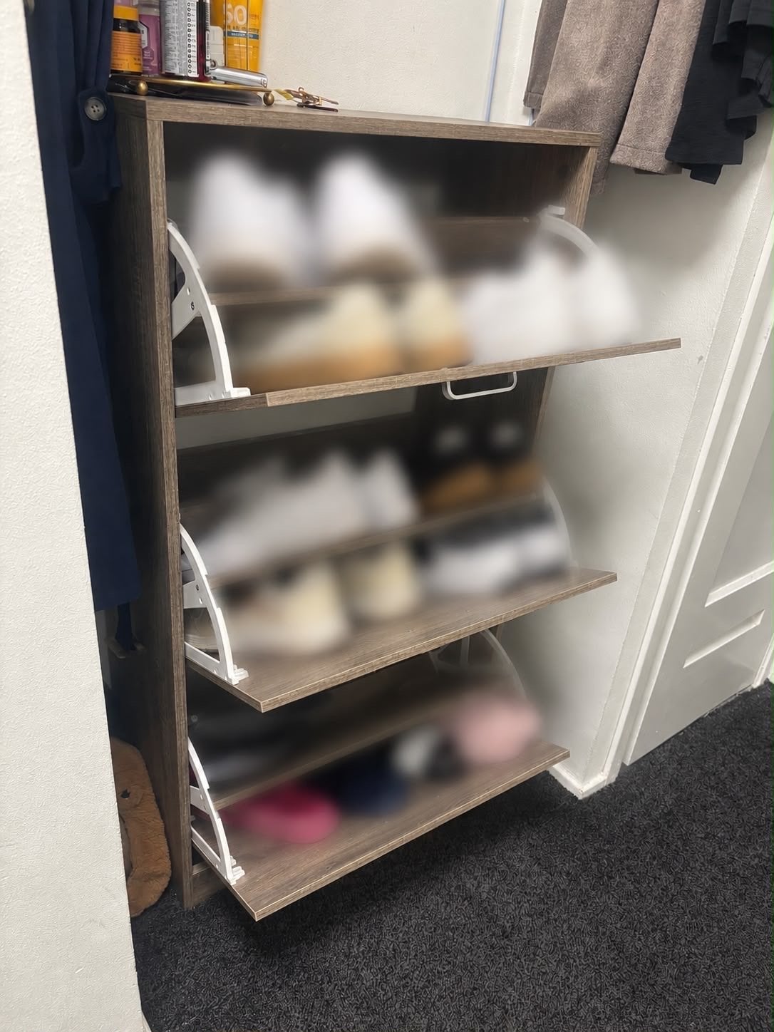 Schoenenkast met 3 vakken - Houtlook, Ophalen, Zo goed als nieuw