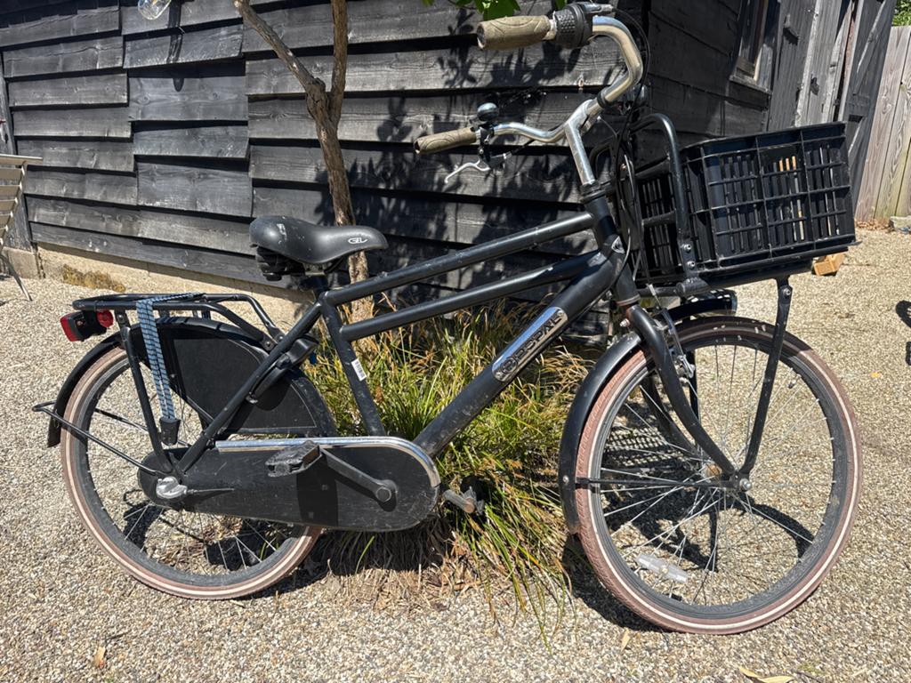 Zwarte Transportfiets met Mand - Gebruikt, Ophalen, Terugtraprem, Versnellingen, Gebruikt