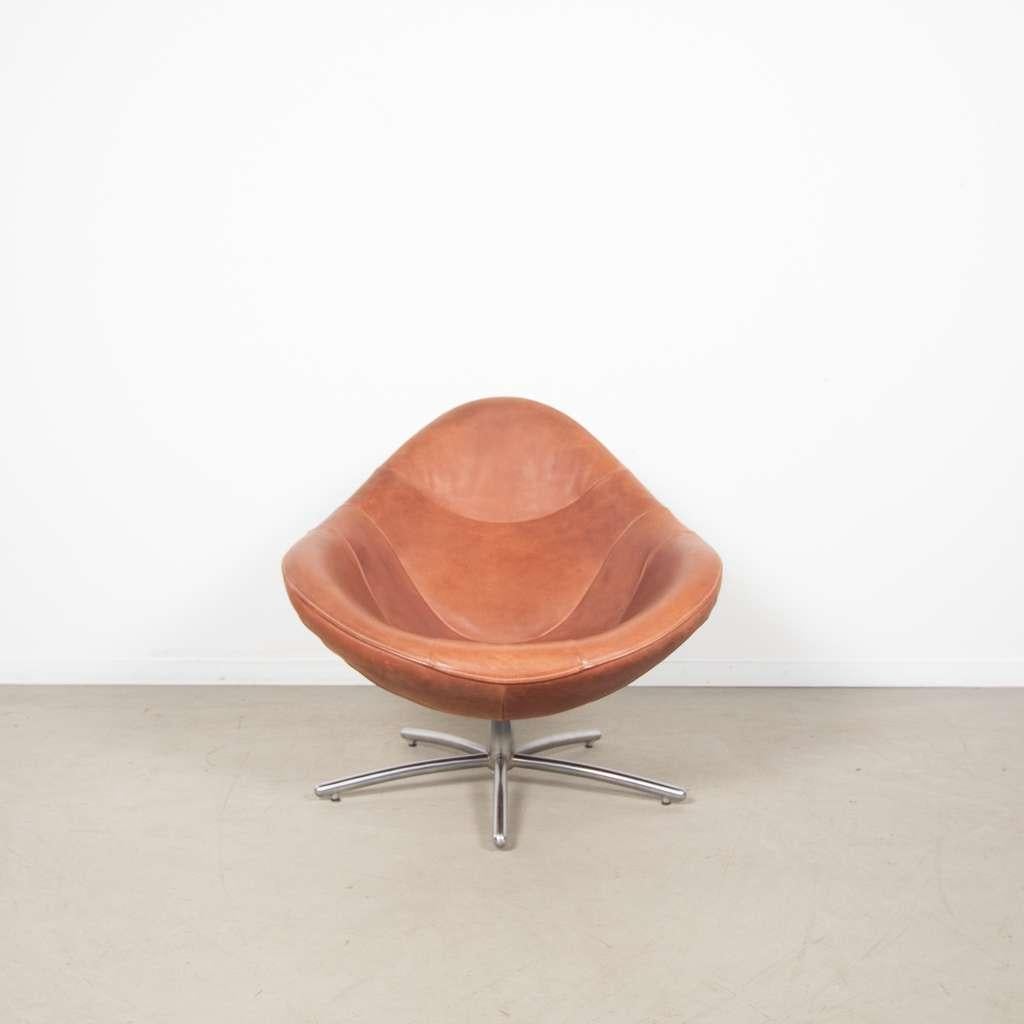 1x Label Hidde Fauteuil Cognac Leer, Huis en Inrichting, Niet ingevuld, Niet ingevuld, 75 tot 100 cm, Zo goed als nieuw