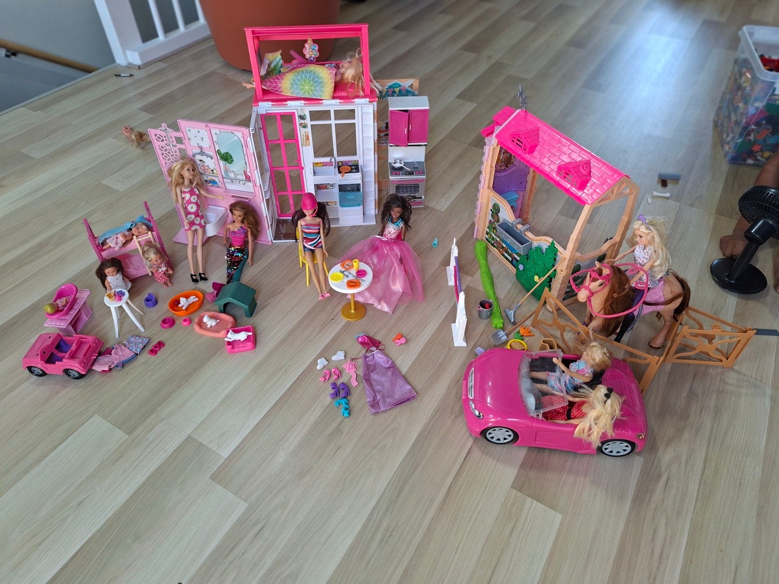 Grote Barbie set met huis, paardenstal, auto en accessoires, Ophalen, Barbie