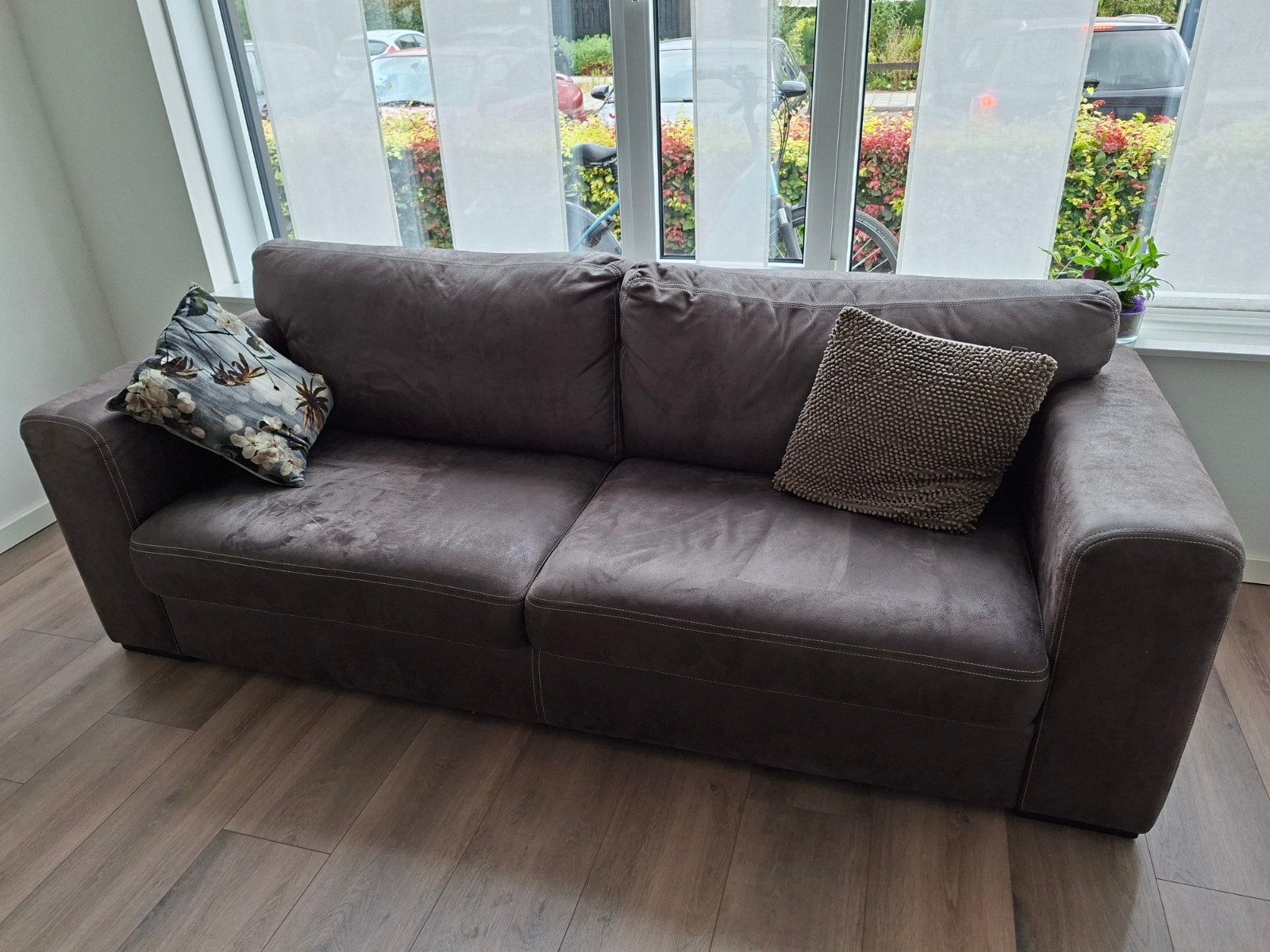 Mooie nubuck leren bank - 3-4 persoons - 235x93x65 cm, Ophalen