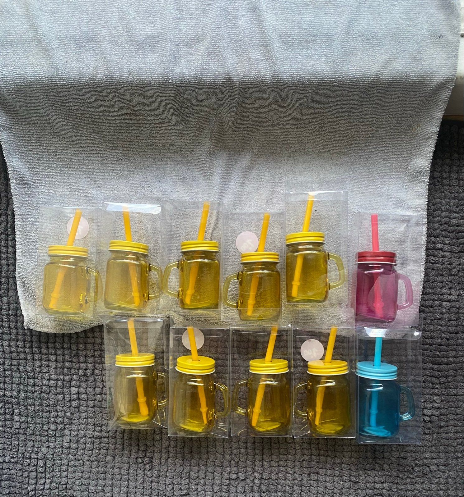 Set van 11 Nieuwe Mason Jar Drinkbekers met Rietje, Nieuw, Ophalen of Verzenden, Meerkleurig, Overige merken