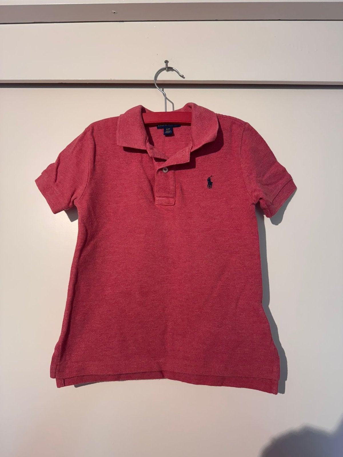 Rood/oranje ralph Lauren polo maat 3/98 €3,00 koopje!!, Ophalen of Verzenden, Zo goed als nieuw, Jongen, Shirt of Longsleeve