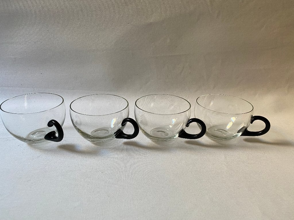 Art Deco Set van 4 Copier Leerdam bowl kopjes, Verzamelen, Ophalen of Verzenden, Gebruikt, Overige typen