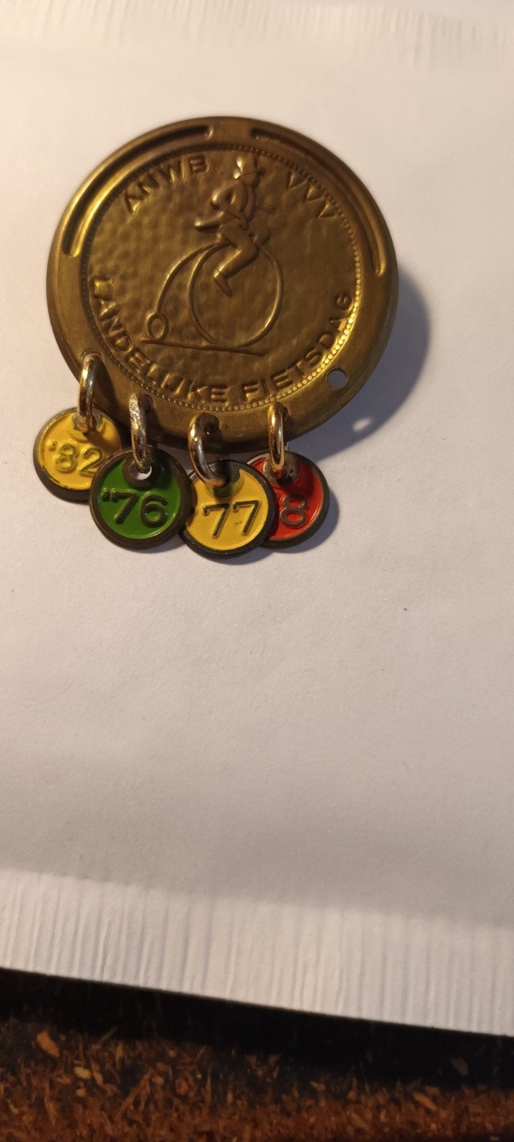 Vintage ANWB Landelijke Fietsdag Medaille met Jaarplaatjes, Fietsen en Brommers, Ophalen of Verzenden, Gebruikt, ANWB