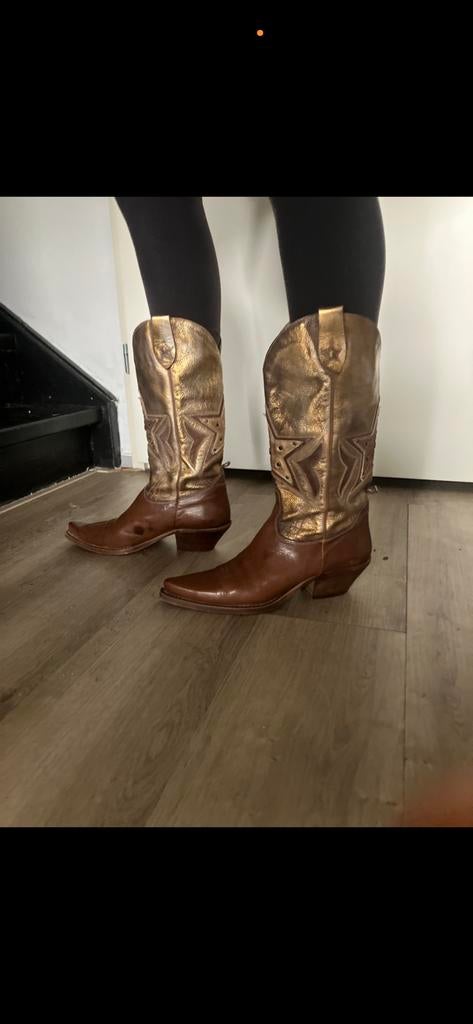 gouden cowboylaarzen, Ophalen of Verzenden, Gedragen, Bruin, Hoge laarzen