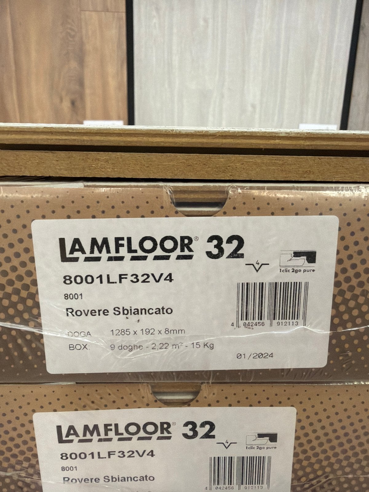 122,10 m2 laminaat  32 Rovere Sbiancato - 2,22 m² per doo, Ophalen, Nieuw, 5 tot 10 m², 10 tot 30 cm