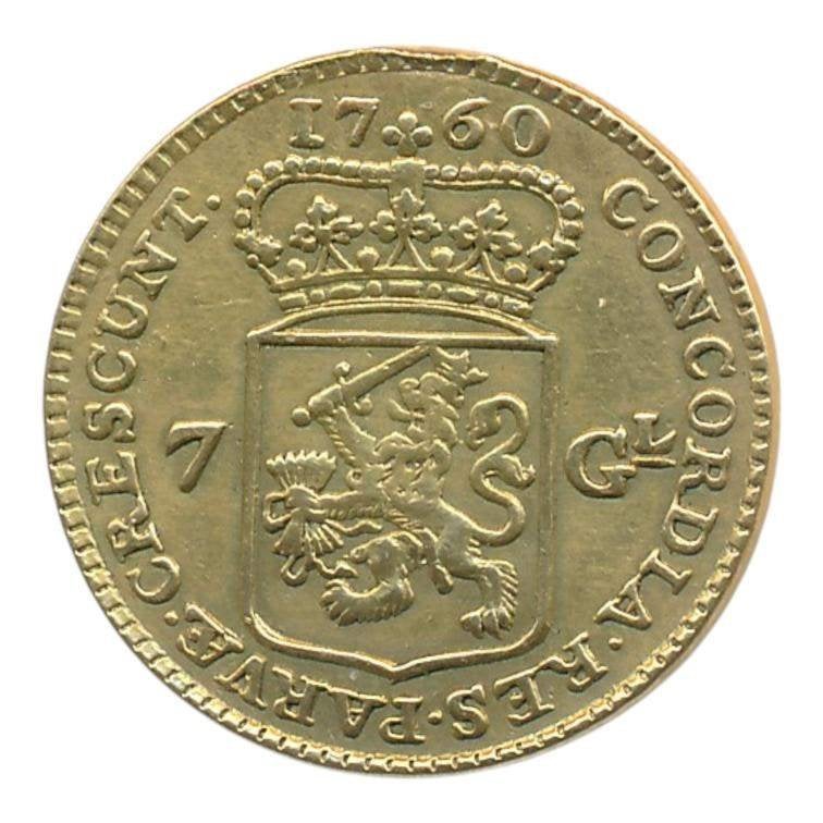 Holland gouden 7 Gulden 1760, Vóór koninkrijk, Losse munt, Goud, Overige waardes