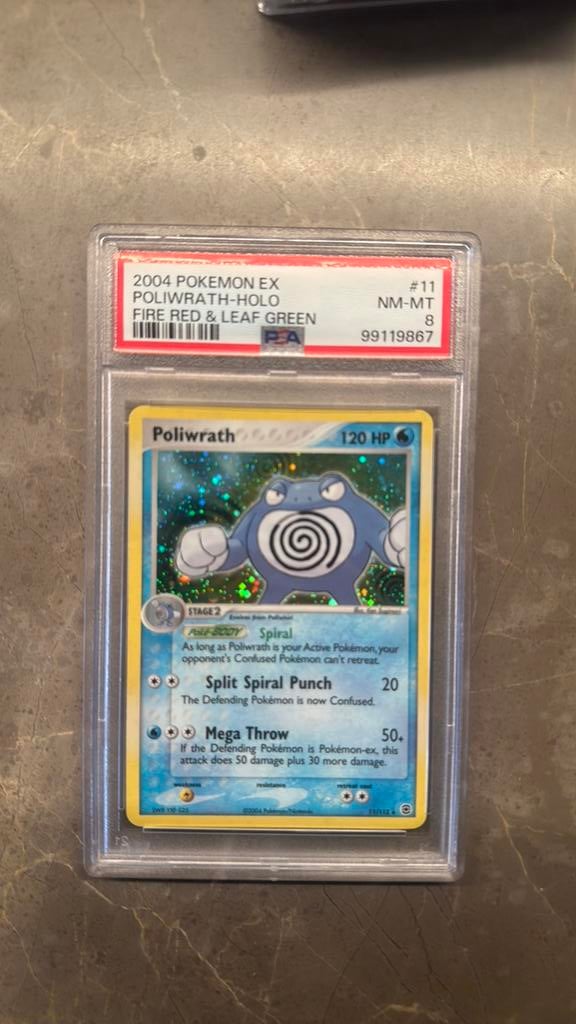 Pokemon EX Fire Red & Leaf Green Poliwrath Holo PSA 8, Ophalen of Verzenden, Zo goed als nieuw