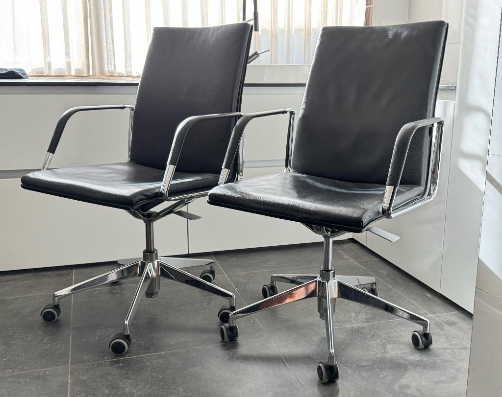 2x Matteo Grassi Mizar design directie bureaustoelen, Gebruikt, Zwart, Ophalen of Verzenden, Bureaustoel