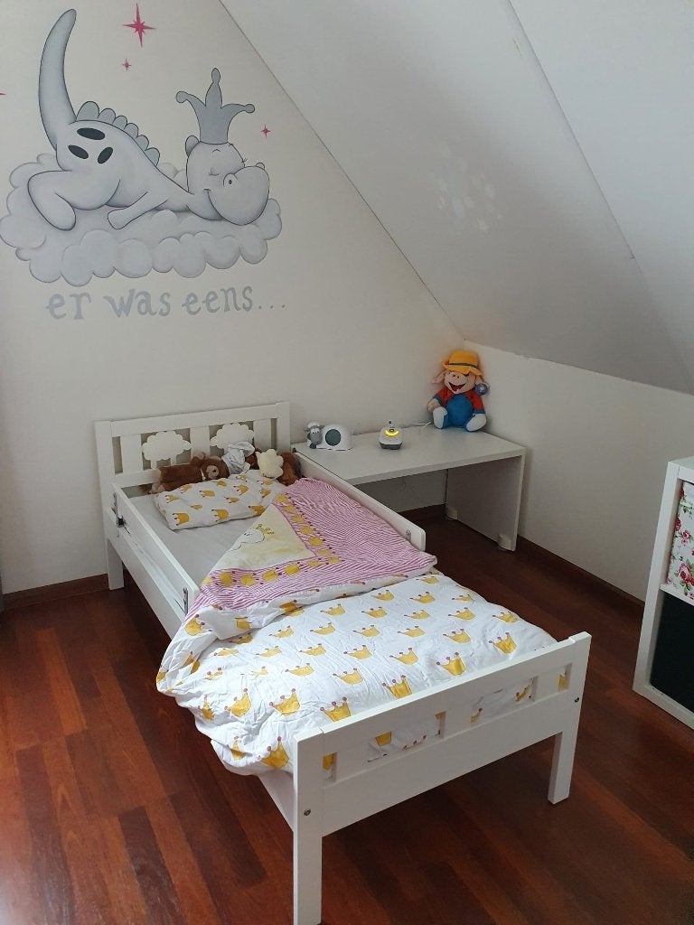 IKEA Kritter peuterbed incl 2x zijsteun, matras, lattenbodem, Gebruikt, 70 tot 85 cm, 140 tot 160 cm, Ophalen