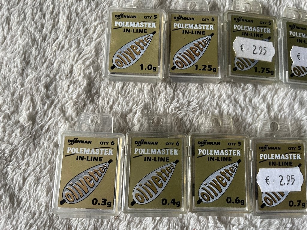 adv 166 / NIEUW mixset 9 blisters oilivettes DRENNAN, Ophalen of Verzenden, Nieuw, Dobber of Lood