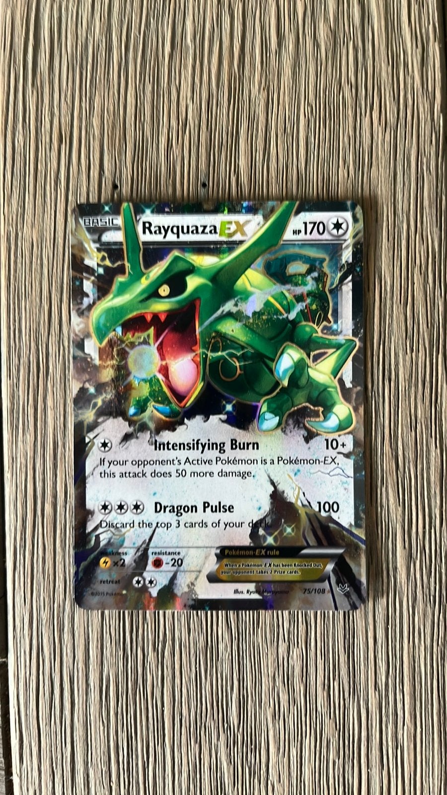 Pokémon Rayquaza EX 75/108 - Roaring Skies Engels, Ophalen of Verzenden, Zo goed als nieuw, Losse kaart, Foil