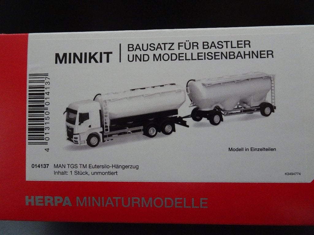 897 herpa 014137 man tgs silo combi bouwkit 1:87 truck wit, Ophalen of Verzenden, Nieuw, Bus of Vrachtwagen, Herpa