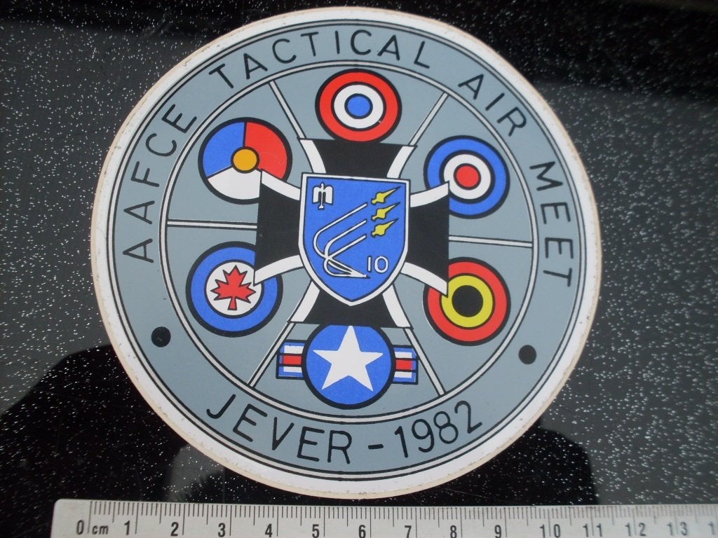 sticker aafce tactical air meet jever 1982 logo embleem, Verzenden, Zo goed als nieuw, Bedrijf of Vereniging