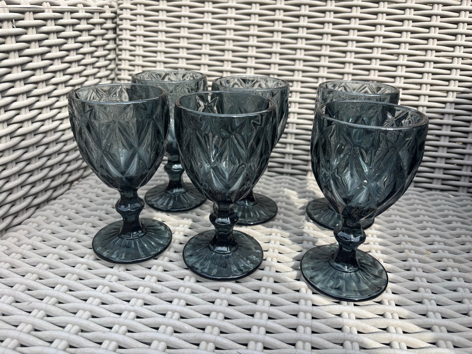 Set van 6 Prachtige Champagne Glazen - Donkergroen Glas, Ophalen of Verzenden