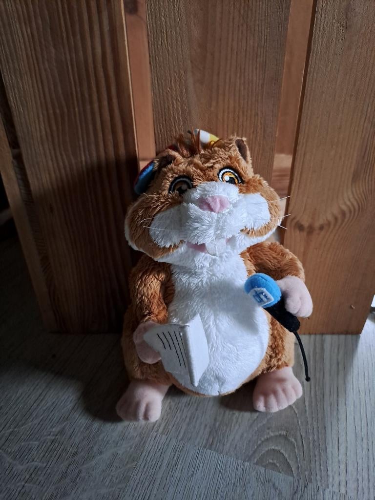 Vintage Albert Heijn reporter hamster knuffel, Gebruikt, Albert Heijn, Hamster, Ophalen of Verzenden