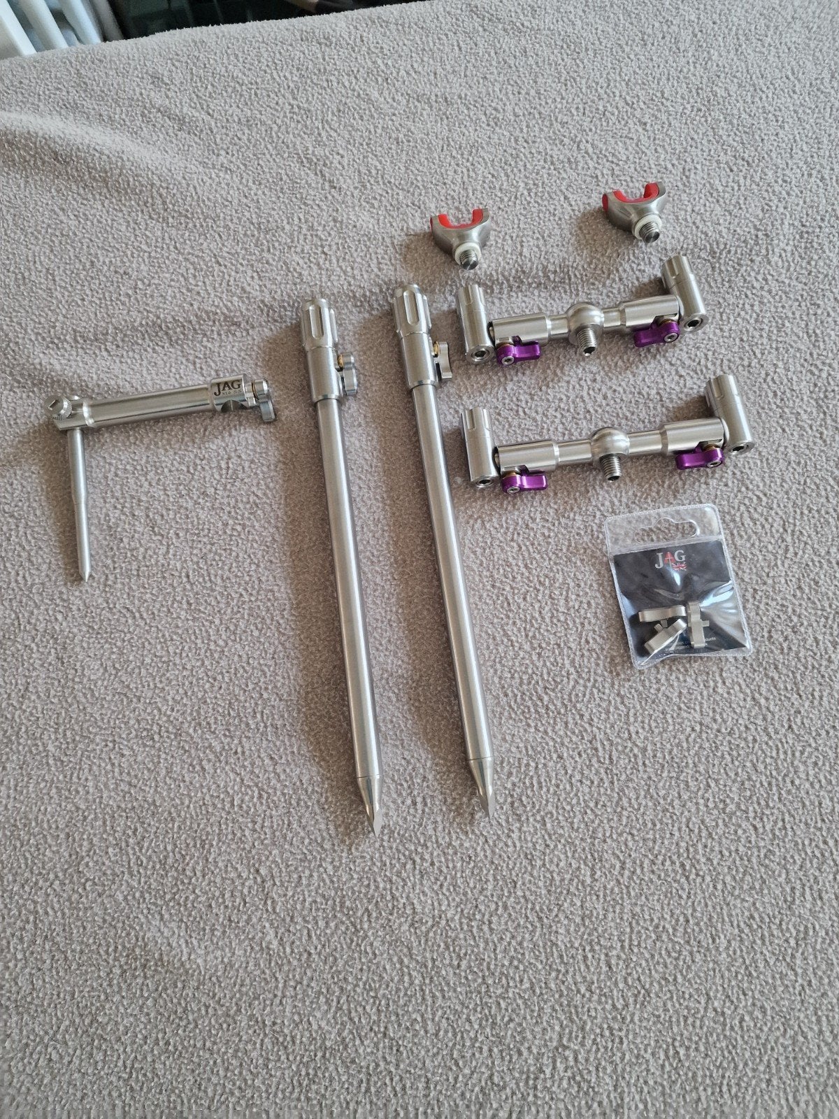 JAG 316 RVS SET UP 2 ROD MET BANKSTICKS EN STABILIZER, Ophalen of Verzenden, Zo goed als nieuw, Overige typen