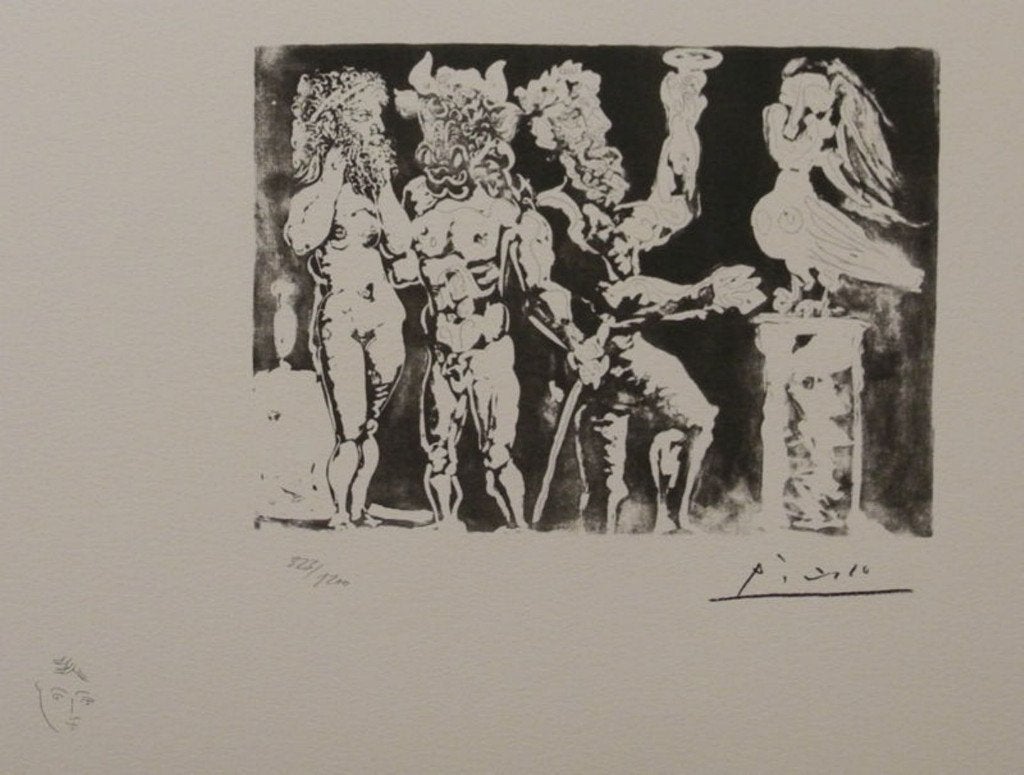 Picasso (1881) Lithografie " Suite Vollard Nr XXIV " SPADEM, Antiek en Kunst, Kunst | Litho's en Zeefdrukken, Personages en Fantasiefiguren