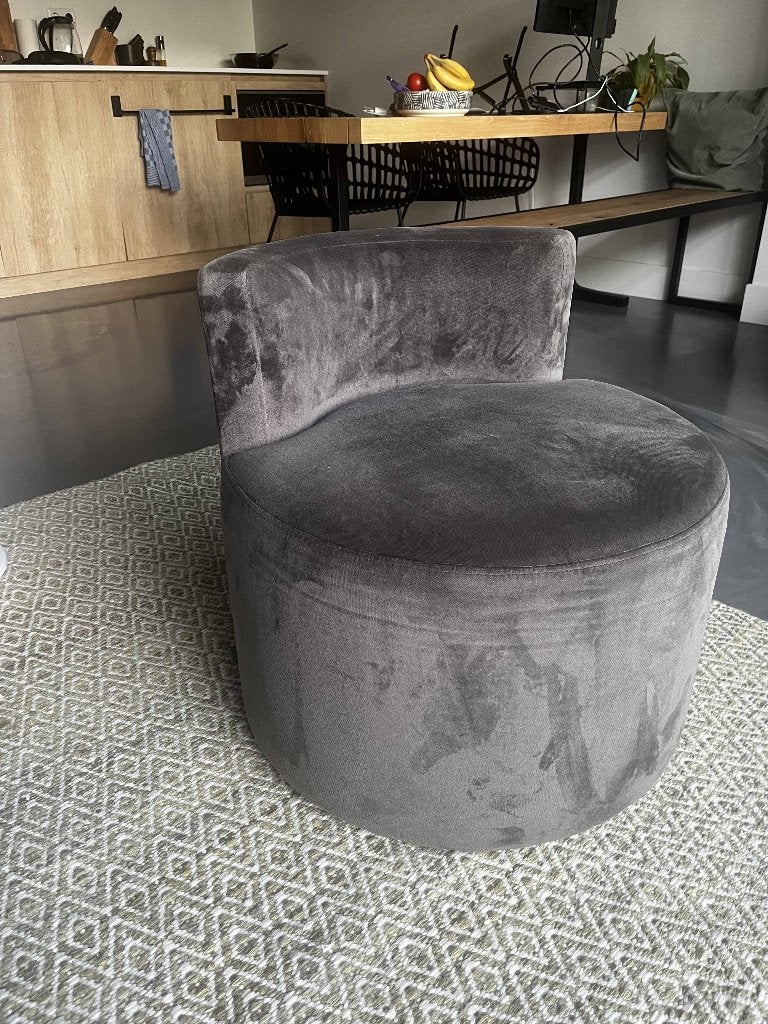 Keijser&Co fauteuil rond met rug | Hocker Pomme, Huis en Inrichting, Fauteuils, Ophalen of Verzenden, Zo goed als nieuw, Minder dan 75 cm