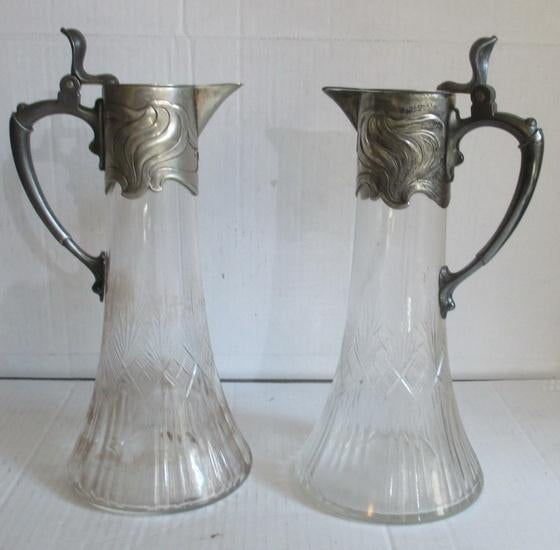 2 originele art nouveau karaffen decanters vr wijn WMF 40, Antiek en Kunst, Antiek | Glas en Kristal, Verzenden