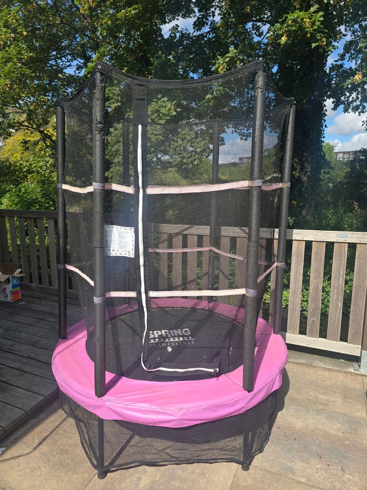 Spring Trampoline met Veiligheidsnet - Roze, Ophalen, Gebruikt