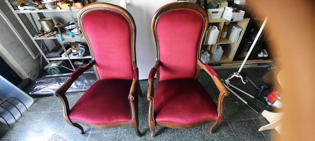 2 Louis Philippe stoelen - perfecte staat, rode velours, Antiek en Kunst, Ophalen