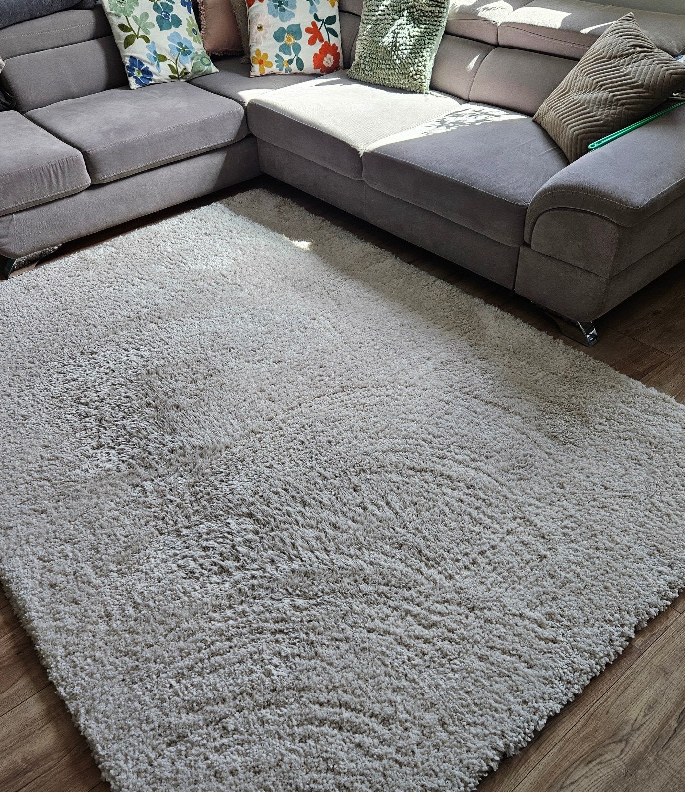 Vloerkleed off-white hoogpolig, Ophalen, 150 tot 200 cm, 200 cm of meer, Crème