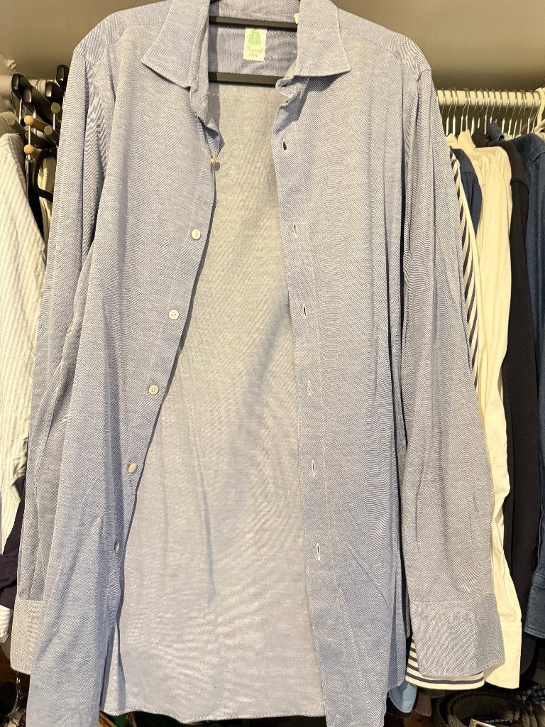 Finamore overhemd M, Kleding | Heren, Verzenden, Gedragen, Blauw