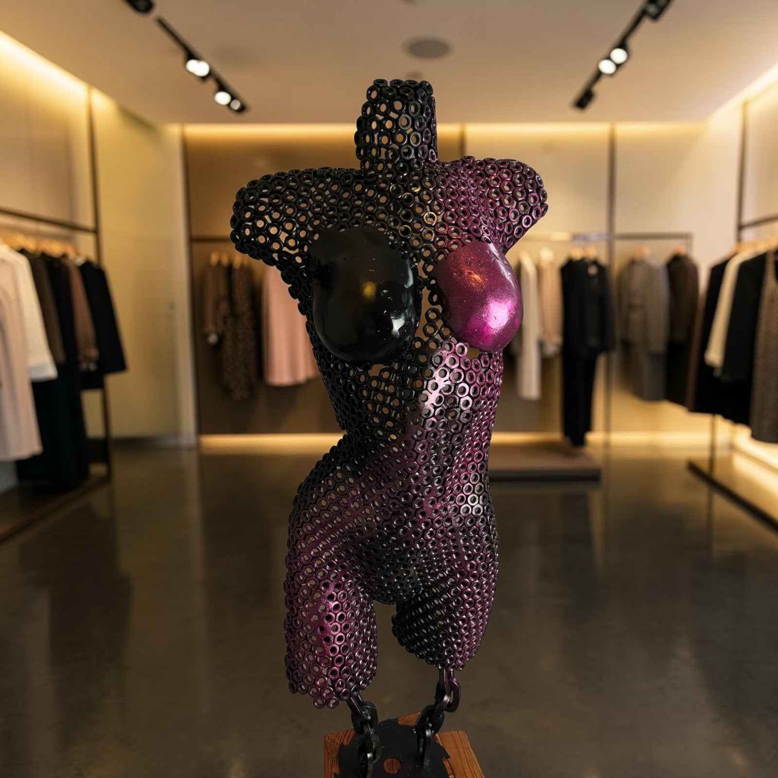 Unieke metalen torso, handgemaakt, 120 cm hoog, Antiek en Kunst, Buste, Ophalen of Verzenden, Handgemaakt, 1 meter - 2 meter