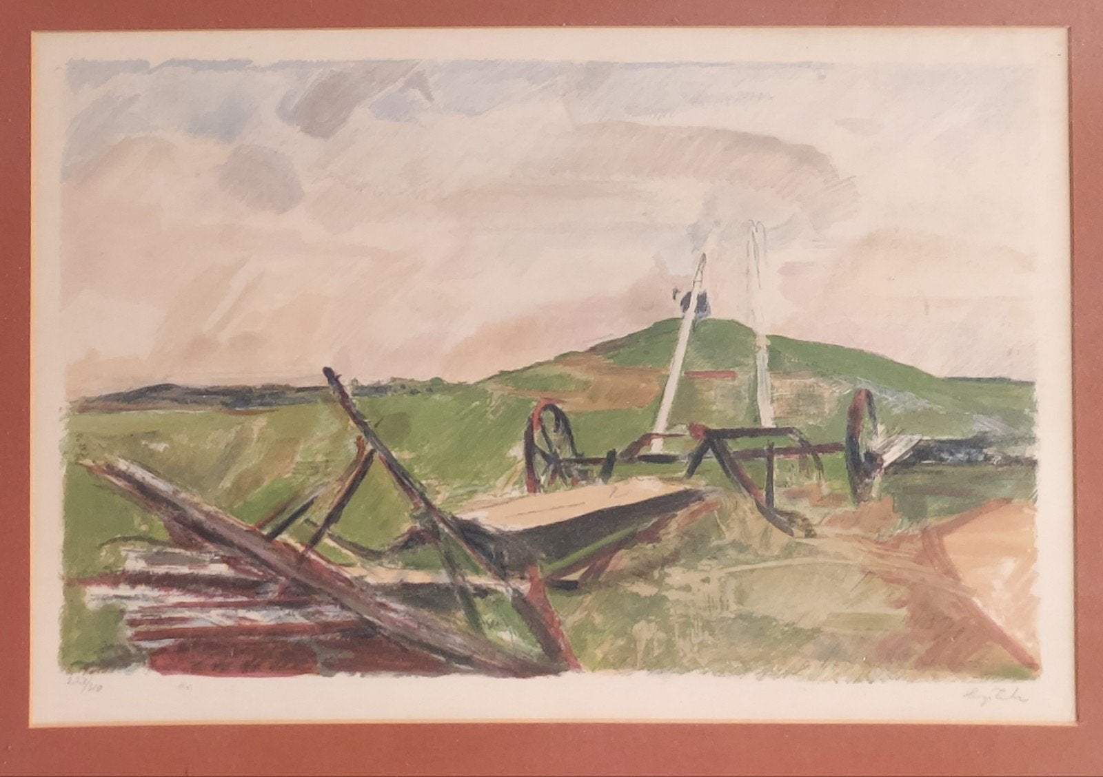 Hugo Zuhr - litho in lijst, Gelimiteerde oplage, Ophalen, Landschappen, Lithografie