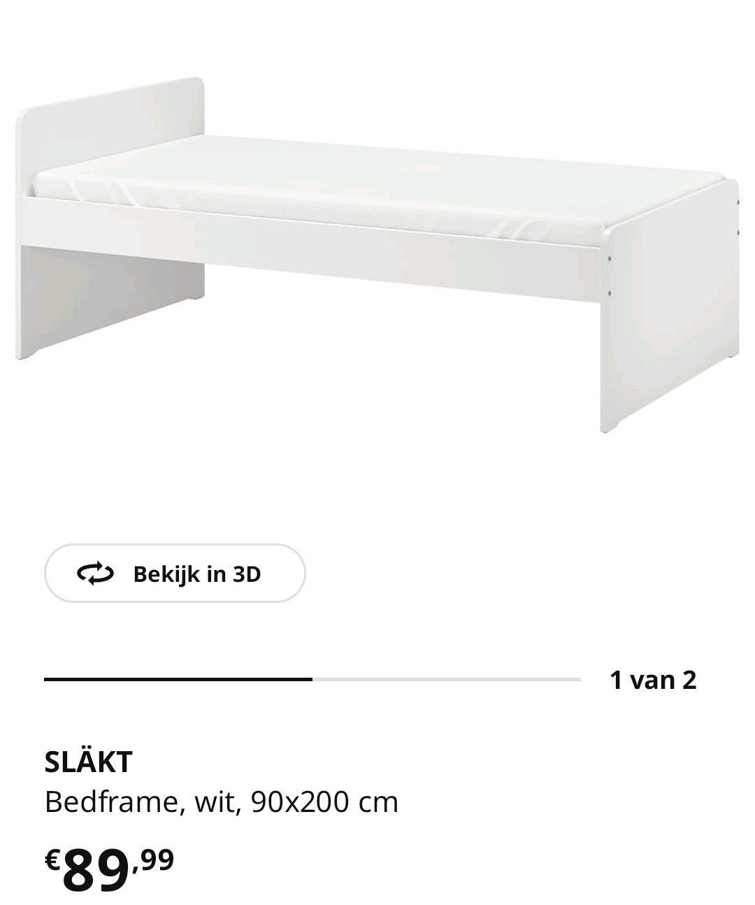 Slakt wit bed bedframe 90 x 200, IKEA in goede nette staat, Ophalen, 90 cm, Eenpersoons, Wit