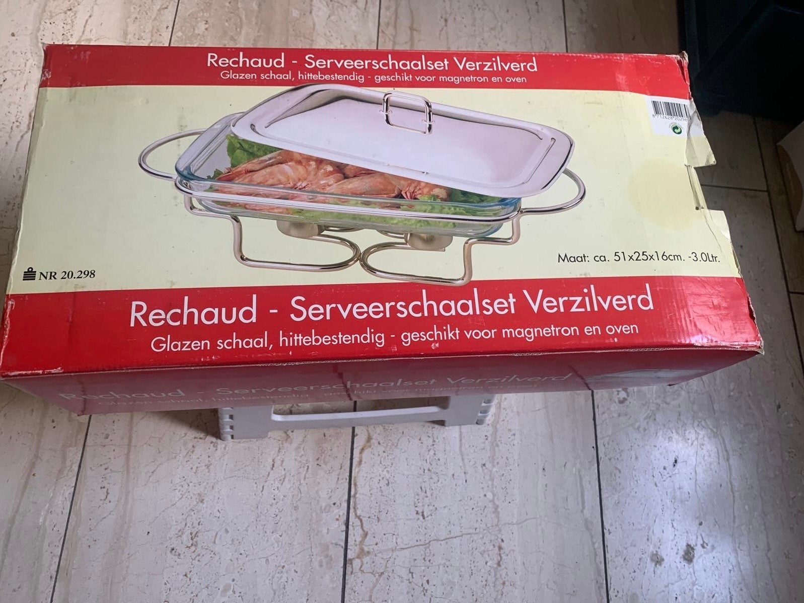 Verzilverd Rechaud - Serveerschaalset met Glazen Schaal, Overige typen, Zilver, Ophalen of Verzenden, Zo goed als nieuw