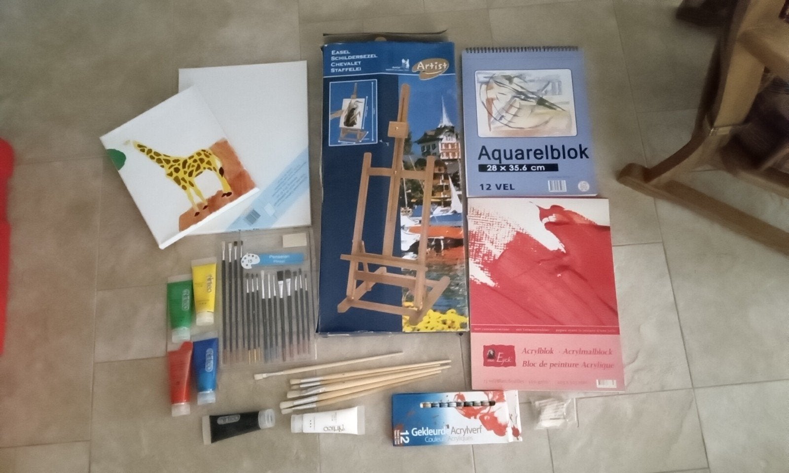 schilderen met ezel verf canvas, Ophalen of Verzenden, Ezel