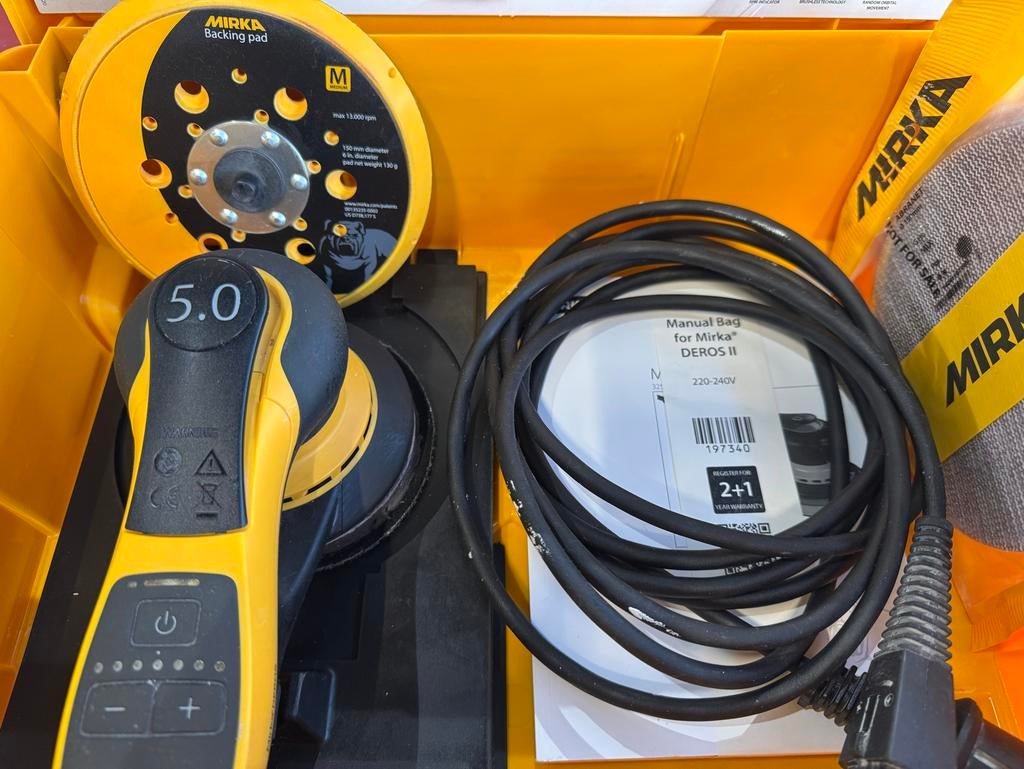 MIRKA DEROS II 5650 Excentrische Schuurmachine ZGAN, Ophalen, Zo goed als nieuw, Minder dan 600 watt, Excentrische schuurmachine