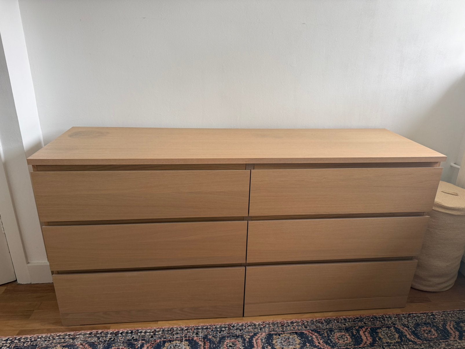 malm ladekast 6 lades eiken, Ophalen, 5 laden of meer, 150 tot 200 cm, Zo goed als nieuw