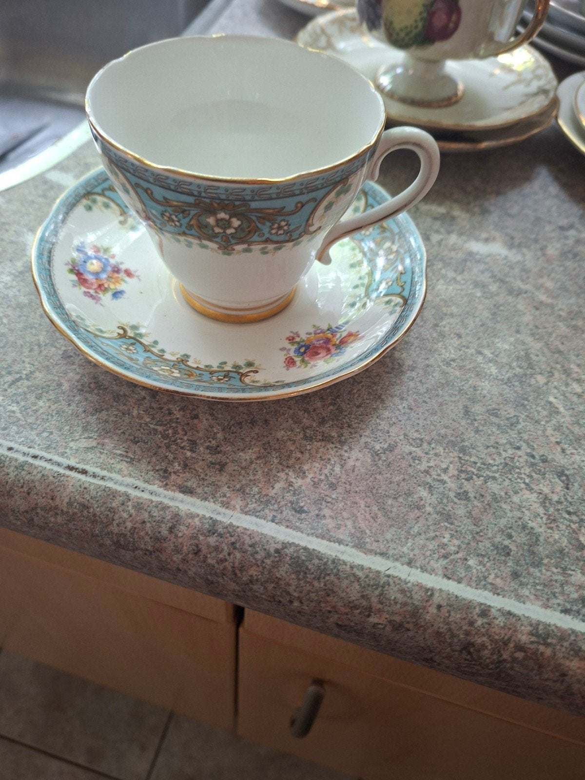 Vintage Salisbury Bone China Kop en Schotel - Bloemenpatroon, Ophalen of Verzenden