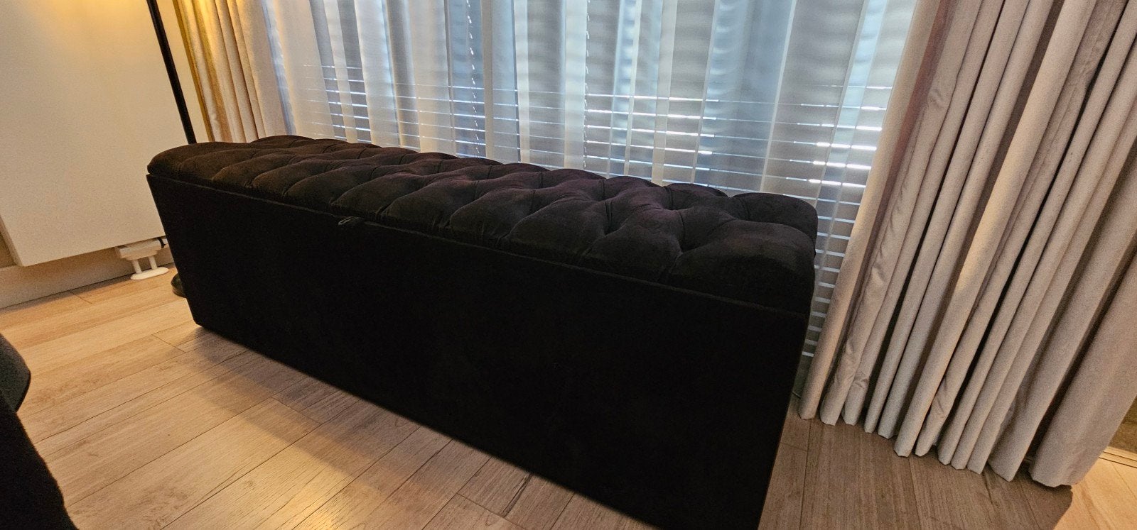 Velvet opbergbank/hocker/bedbank, Huis en Inrichting, Woonaccessoires | Kisten, Ophalen, Overige materialen, Gebruikt, 125 cm of meer