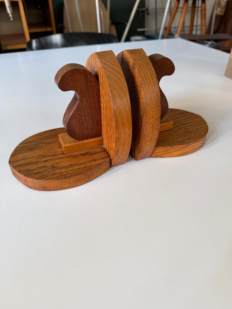 Vintage houten boekensteunen, art deco, Gebruikt, -, -, Ophalen of Verzenden