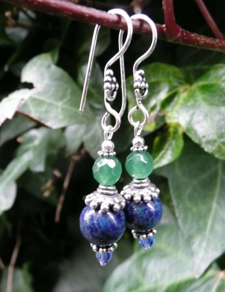 Oorbellen Charlene chrysocolla-agaat-swarovski zilver, Ophalen, Nieuw