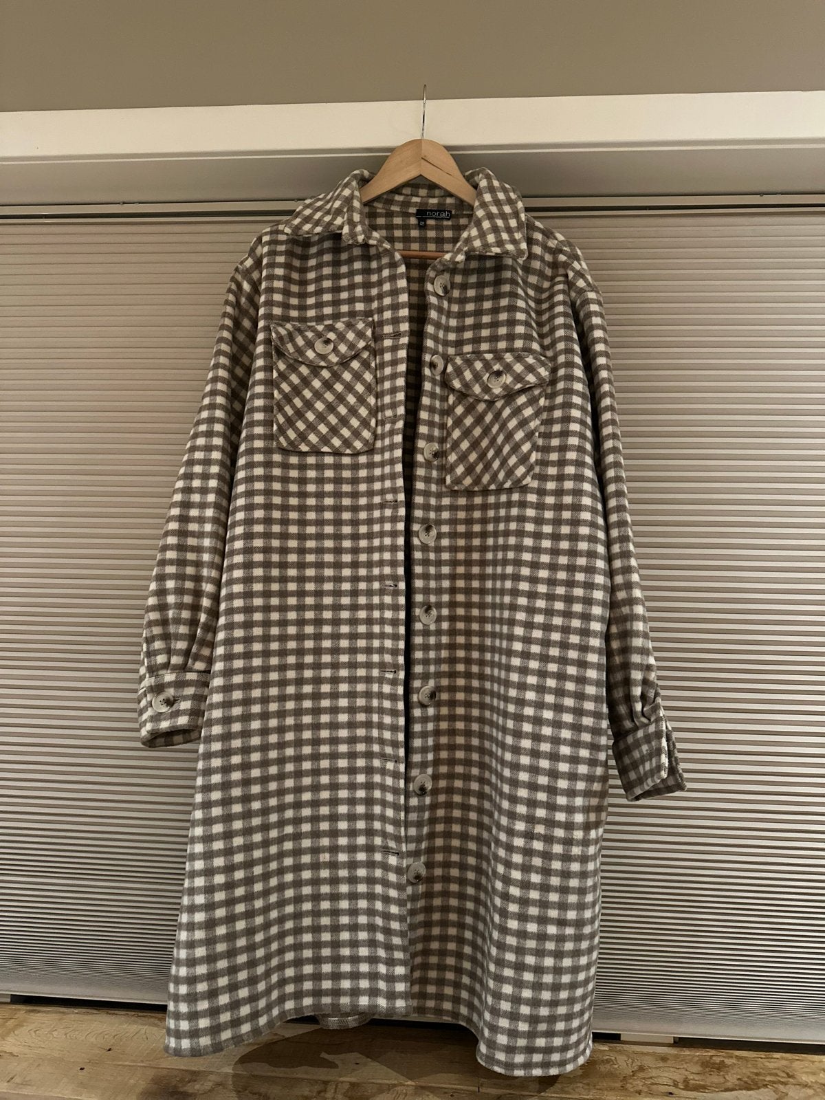 Nieuwe warme geruite jas met wol van Norah maat 48, Ophalen of Verzenden, Nieuw, Maat 46/48 (XL) of groter, Bruin