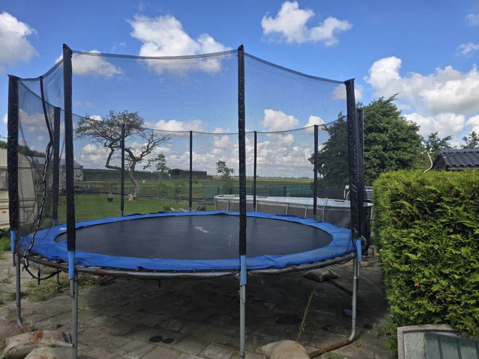 Trampoline 4.80 cm in goede staat, zelf demonteren, Ophalen of Verzenden, Gebruikt