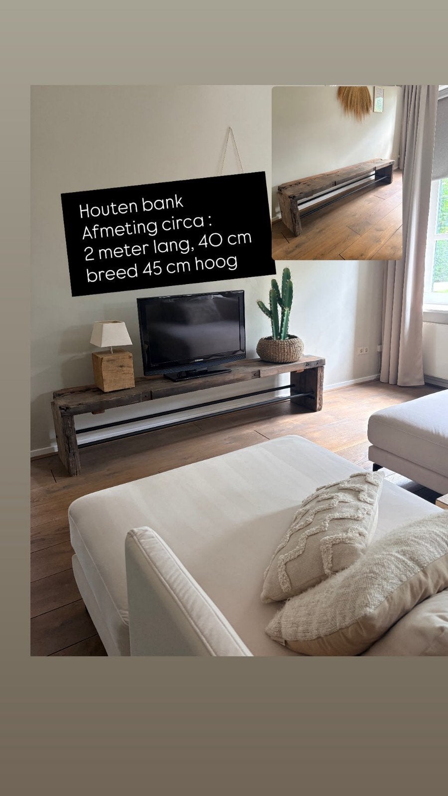 houten bank uit India, Gebruikt, 75 cm of meer, Rechthoekig, Robuust
