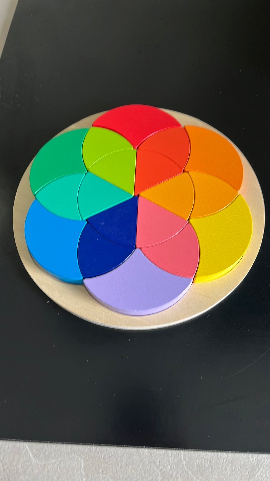 Ronde houten puzzel, 2 tot 4 jaar, 10 tot 50 stukjes, Ophalen of Verzenden, Zo goed als nieuw