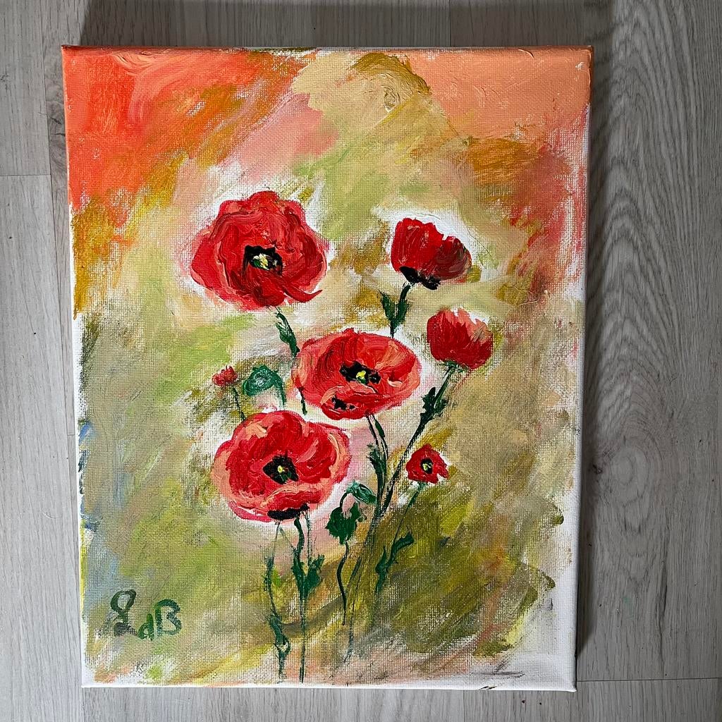 Klaprozen, Antiek en Kunst, Kunst | Schilderijen | Abstract, Ophalen of Verzenden