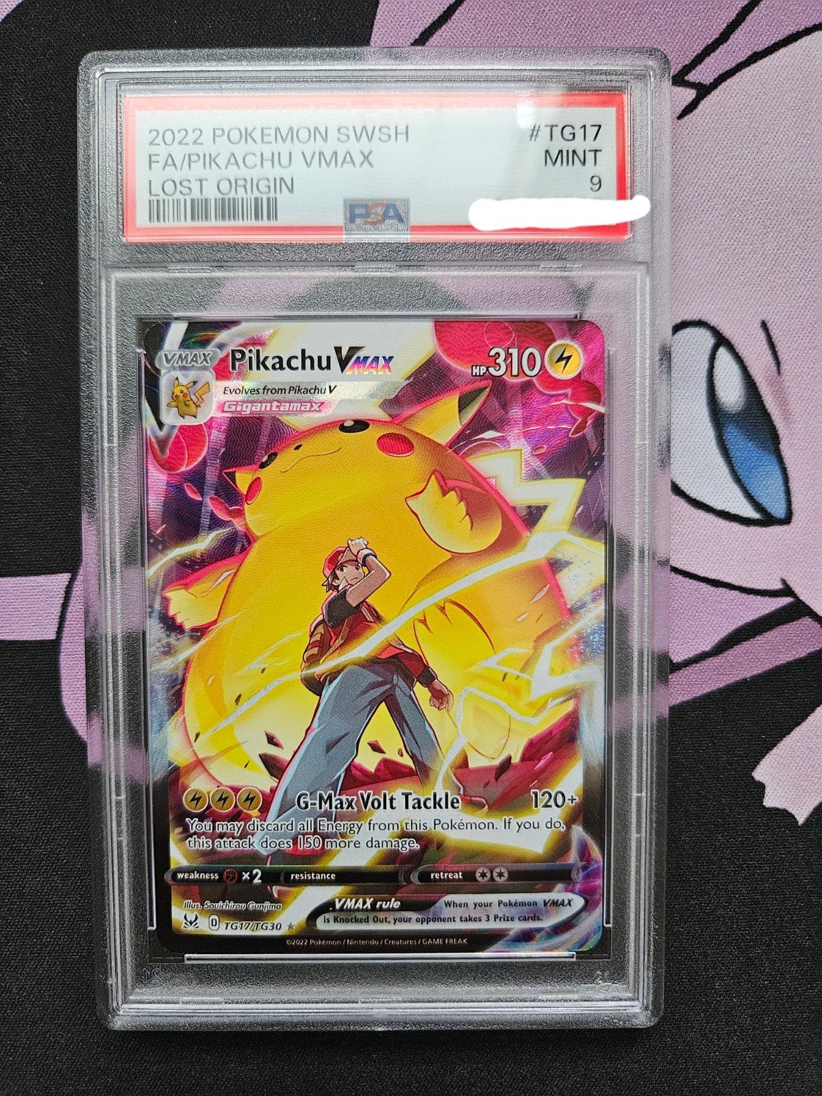 Pokemon Pikachu Vmax TG17/TG30 PSA 9 MINT, Ophalen of Verzenden, Zo goed als nieuw, Losse kaart, Foil