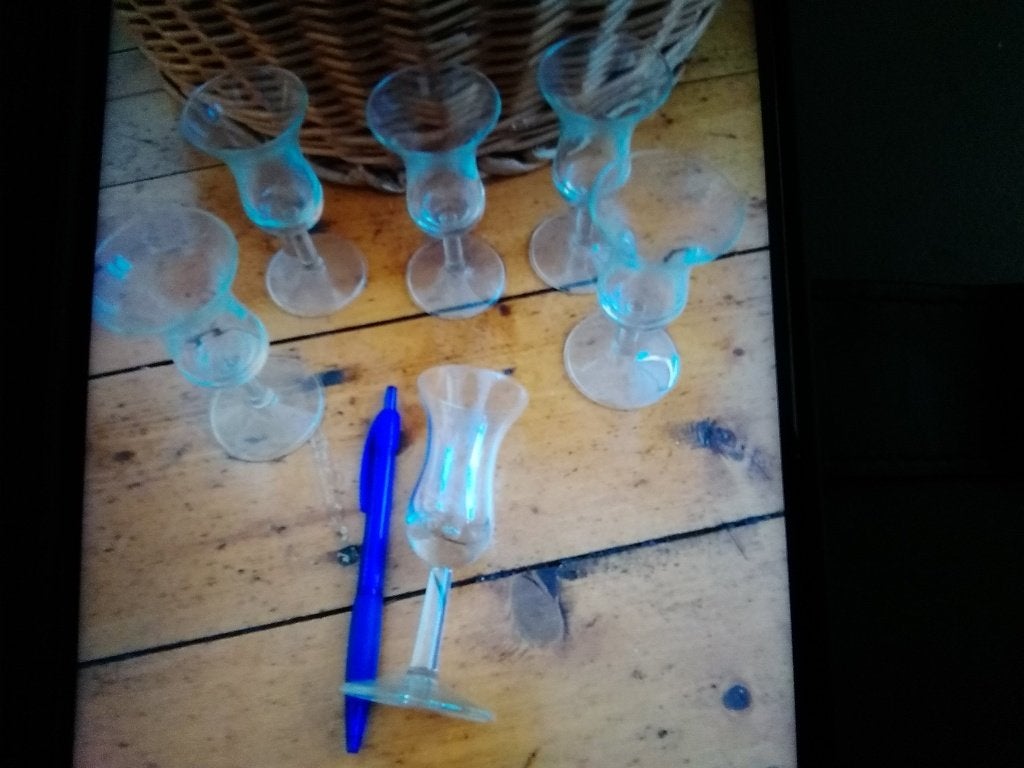 6 borrelglazen/ shotglazen, Ophalen of Verzenden, Gebruikt, Borrel- of Shotglas