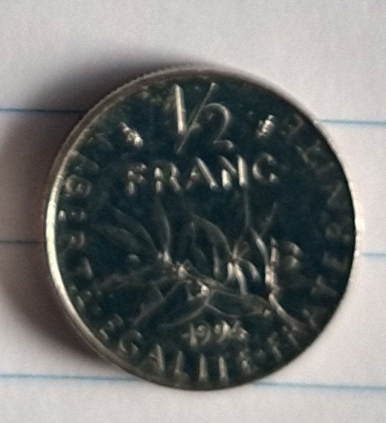 Frankrijk munt, halve franc 1994 , volgnr 93.1, Ophalen of Verzenden, Frankrijk, Losse munt